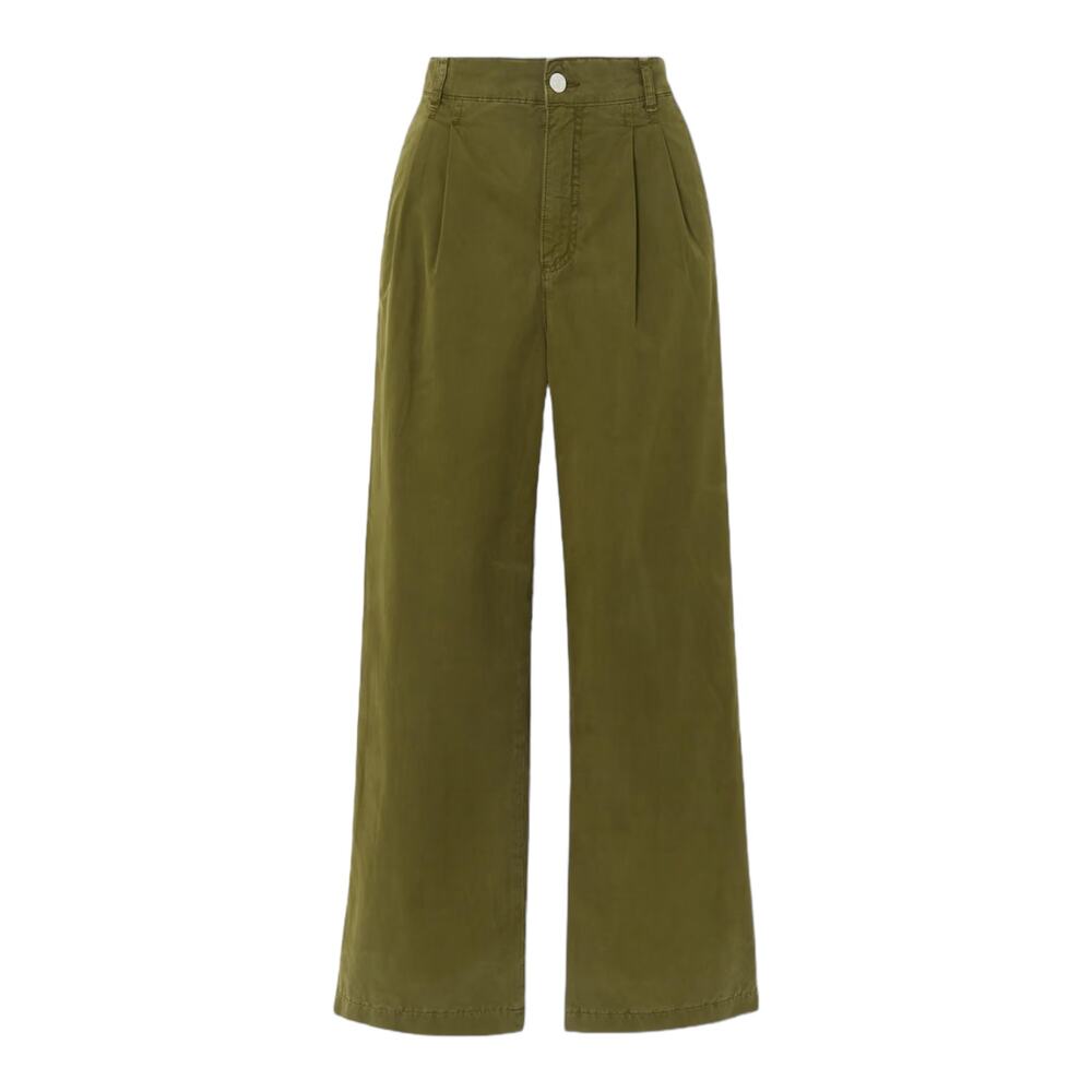 Frame pants pleated cotton twill wide leg green size 31 - Picture 2 of 7